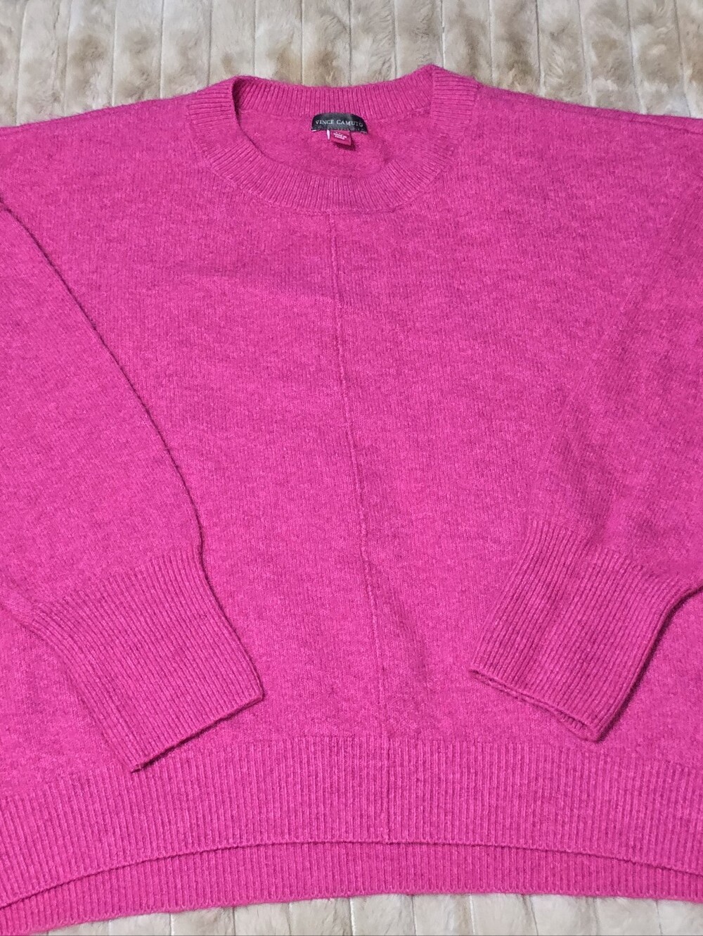 Vince Camuto Hot Pink Oversized Center Seam Crewneck Sweater - Size XXL